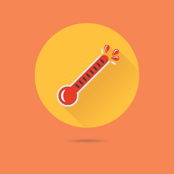 Flat design vector icon of exploding thermometer